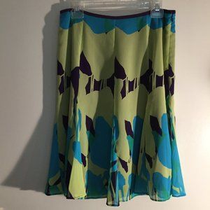 Blue & Lime Green Mid Length Flouncy Skirt